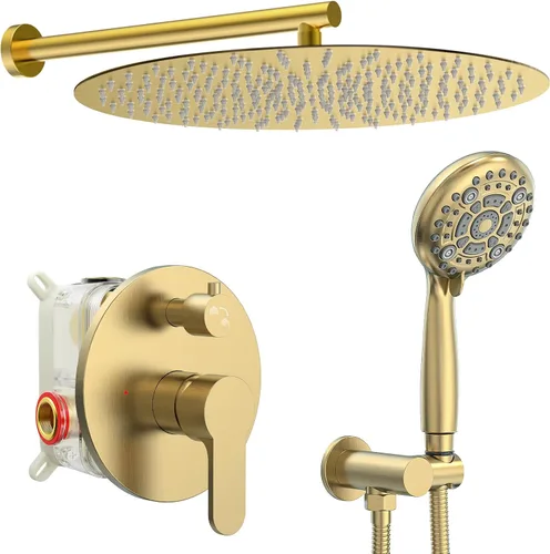 Vista 20 de SR SUN RISE Grifo de ducha – Sistema de cabezal de ducha multifuncional de alta presión de 10 pulgadas con accesorios de cabezal de ducha de mano