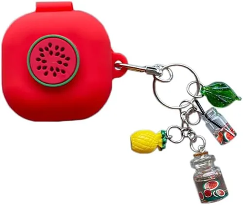 Vista 12 de Funda de silicona 3D con audífonos de frutas compatible con Samsung Galaxy Buds Live (2020), con bonitos accesorios para niños, adolescentes, niñas