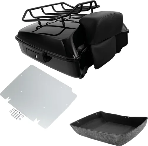 Vista 9 de TCMT Pestillos Negros de 10.7" para Maletero Cortado, Almohadilla de Respaldo, Luz Trasera LED con Señal de Giro Compatible con Harley Touring
