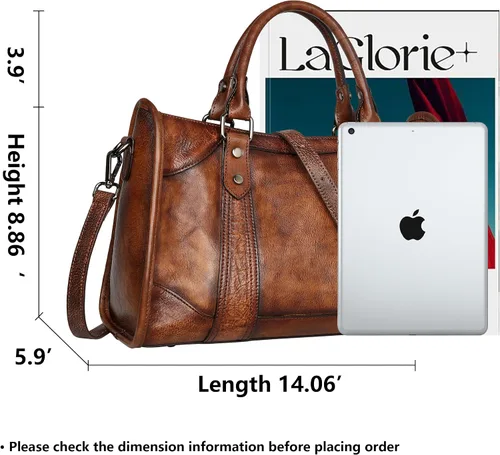 Vista 4 de Iswee Bolsos satchel para mujeres, bolso de hombro de cuero genuino, carteras de cuero Hobo, bolsos cruzados, cartera vintage, bolso tote
