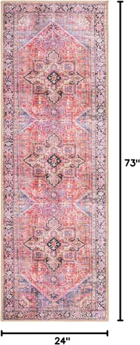Vista 2 de Unique Loom Revival Collection - Alfombra tradicional con borde de medallón rojo/negro (2 pies x 6 pies)