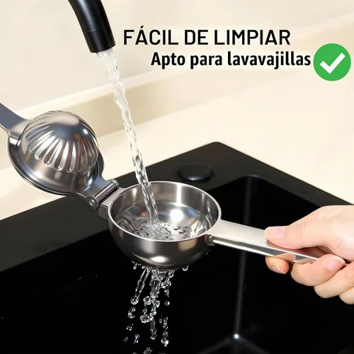 Vista 4 de Exprimidor de limón extra grande – Prensa de cítricos de acero inoxidable resistente con cuenco jumbo – Exprimidor manual para limones, limas