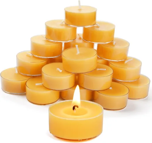 Vista 12 de DEYBBY Velas de té de cera de abeja natural sin perfume, paquete de 10