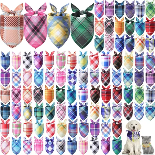 Vista 12 de Chunful - 50 bandanas de verano para perros y mascotas, bufandas triangulares a granel, babero, disfraz de mascota de temporada, traje de gato