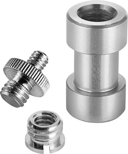 Vista 3 de Neewer® Adaptador convertidor de tornillo roscado de metal de 1/4" 3/8" para cámara DSLR, trípode, plataforma de hombro, soporte de luz, jaula