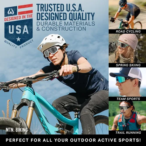 Vista 6 de Wildhorn Radke - Lentes de ciclismo MTB, UV400, gafas de sol deportivas de esquí y correr para mujeres y hombres, gafas de béisbol con 3 lentes