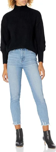 Vista 3 de The Drop INES - Suéter grueso acanalado con cuello alto falso para mujer