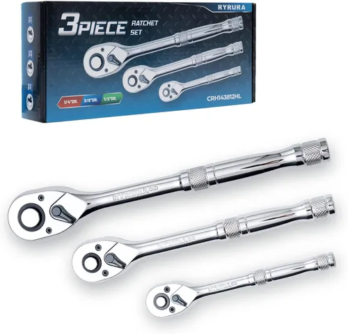 Vista 9 de Llave de trinquete de accionamiento de 1/4 pulgada, llave de dados estándar, liberación rápida de 72 dientes, función de trinquetaje reversible