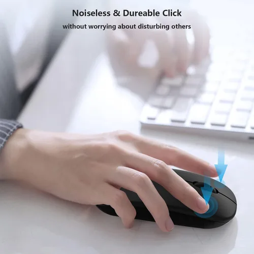 Vista 5 de Ratón inalámbrico Bluetooth para Apple iPad, iPhone, MacBook, Android, Samsung, tableta, teléfono de modo dual recargable 2.4G, ratones portátiles