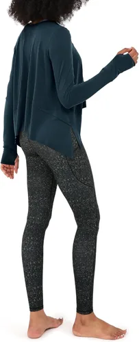 Vista 3 de ODODOS - Camisa para mujer, manga larga, tipo ombliguera, con agujero para el pulgar, deportiva, para ir al gimnasio, entrenamiento o yoga