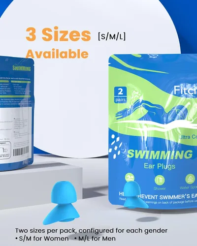 Vista 6 de Tapones para los oídos de natación para adultos, 2 pares de tapones impermeables para los oídos para nadadores, hombres, mujeres, lavables