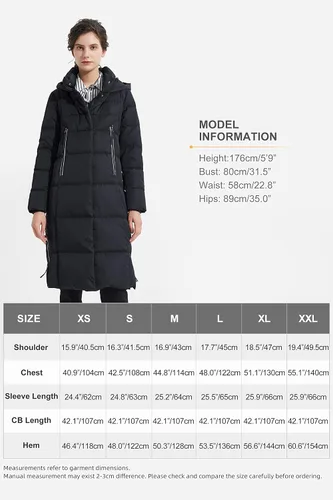 Vista 6 de Orolay Chaqueta de plumón grueso para mujer, abrigo largo de invierno con capucha
