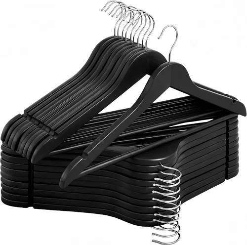 Vista 13 de StorageWorks - Paquete de 20 perchas de madera para abrigos, camisas, chaquetas, pantalones y trajes, color cereza oscuro