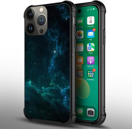 Vista 2 de CARLOCA Funda compatible con iPhone 15, increíble patrón de luz espacial nebulosa para niñas y niños, ultra protección, a prueba de golpes
