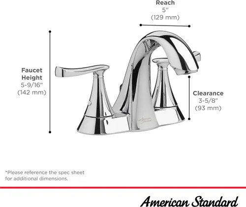 Vista 5 de American Standard 7413201.295 Chatfield - Grifo de baño con 2 manijas y centro de 4 pulgadas, 1.2 GPM, níquel cepillado