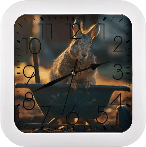 Vista 11 de 10" Square Modern Wall Clock,Art Chicken Animal Painting Print Kitchen Clocks Wall Battery Operated,Silent Non Ticking Unique Funny Cute Wall Clock