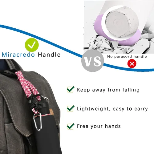 Vista 4 de Paracord Handle for Hydro Flask Water Bottles Standard Mouth, Strap Holder with Safety Rubber Ring & Carabiner, Easy to Carry and Durable Reusable