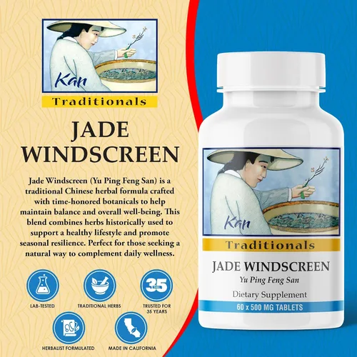 Vista 2 de Kan Herb s Company - Parabrisas de jade – Mezcla tradicional de hierbas chinas con astrágalo y atractílodos blancos para apoyar Wei Qi, equilibrio
