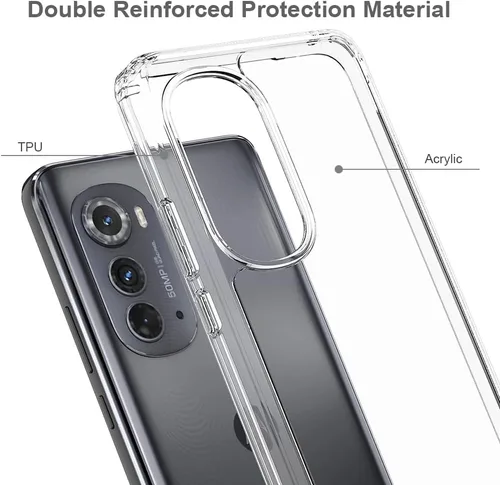 Vista 2 de Kowauri Funda transparente para Motorola Moto Edge 2022 - Parte trasera de policarbonato duro con parachoques delgado de TPU, cubierta protectora a