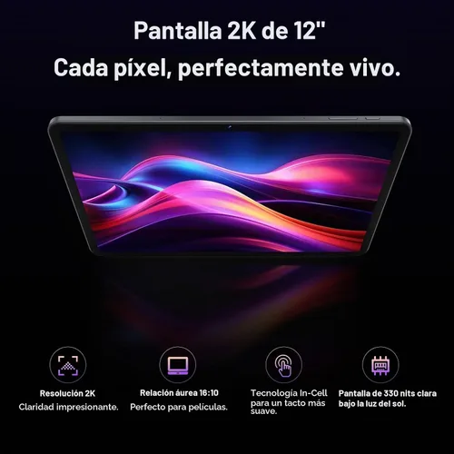 Vista 3 de Tablet Android 15 de 12 pulgadas, 16 GB + 256 GB, pantalla FHD 2K para Gris (Cloud Gray)