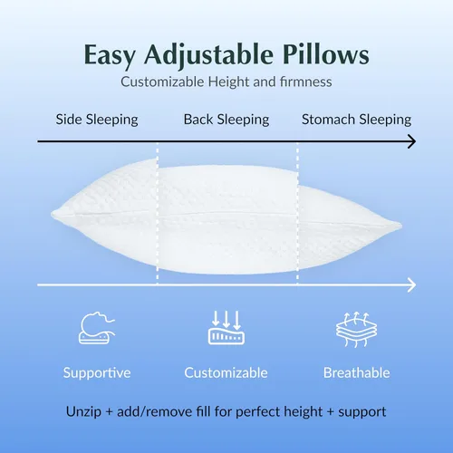 Vista 4 de Buffy Cloud Cooling Pillow - Almohada de espuma ajustable de 2ª generación, hielo frío toda la noche, certificado CertiPUR-US®, funda lavable