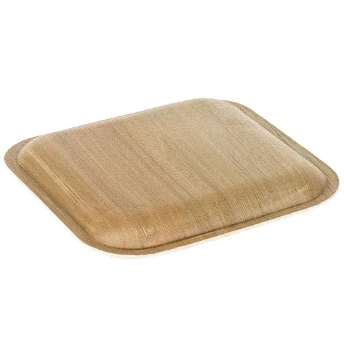 Vista 3 de Perfectware Platos de hoja de palma platos de bambú desechables de 8 pulgadas cuadrados (25 piezas) compostables y biodegradables ecológicos.