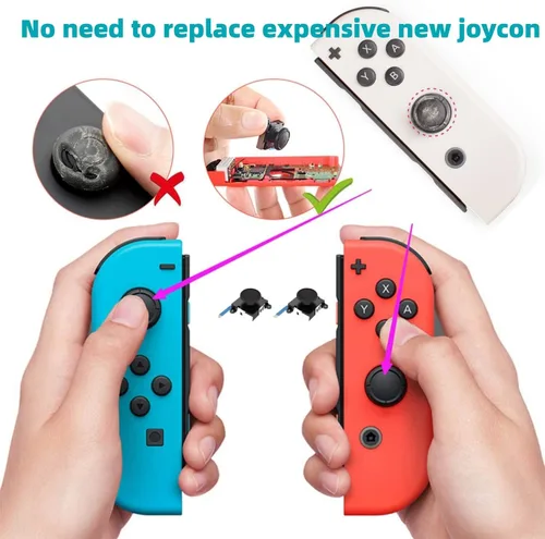 Vista 9 de Joycon Joystick de repuesto 3D para Joycon, kit de reparación izquierdoderecho para Nintendo Switch Joycon Controller Joycon y consola Switch Lite