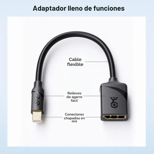 Vista 7 de Cable Matters Adaptador Mini DisplayPort a DisplayPort 1.4 de 8K 8K a 60Hz / 4K a 240Hz, compatible con puertos Thunderbolt 2 y Thunderbolt