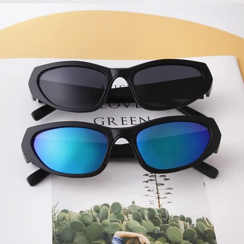 Vista 6 de SORVINO Gafas de sol de moda envolventes para hombres y mujeres, gafas de sol ovaladas deportivas de moda, gafas futuristas, Negro marco Grey Lens