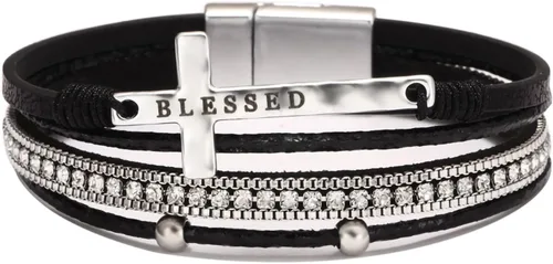 Vista 20 de Fesciory - Pulsera de leopardo para mujer, estilo bohemio de cuero multicapa con perlas de cristal