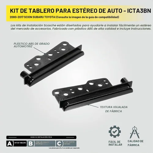 Vista 5 de Scosche ICTA3BN - Kit de instalación de radio doble DIN y arnés compatible con vehículos seleccionados Scion, Subaru y Toyota 2000-2017, kit