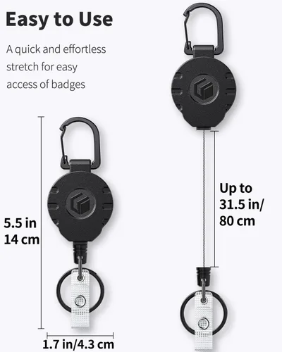 Vista 7 de Uniclife 3 portatarjetas con ventanas de doble cara funda de plástico vertical y 2 carretes retráctiles para llaveros para tarjetas de hasta 8
