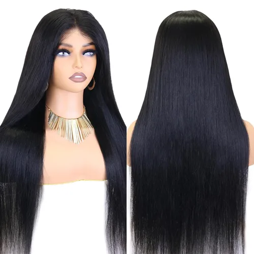 Vista 3 de Wear and Go Pelucas de cabello humano sin pegamento, precortadas con encaje HD 6x4, pelucas de cabello humano lacio con encaje frontal sin