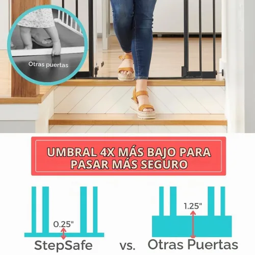Vista 2 de Toddleroo by North States - Puerta de bebé transparente StepSafe: Puerta de metal para bebés con puerta transparente - Puerta de seguridad ajustable