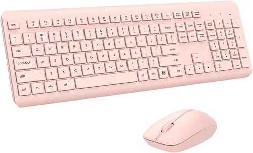 Vista 14 de Combo de teclado y mouse inalámbricos, teclado ergonómico silencioso de tamaño completo y mouse óptico, batería de larga duración, teclado de mouse