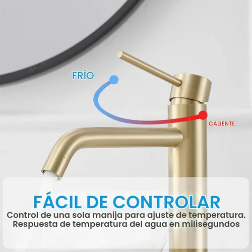 Vista 4 de BWE Grifo de fregadero de oro cepillado, acero inoxidable resistente al