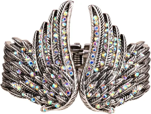 Vista 4 de YACQ Pulseras con bisagras de alas de ángel guardián para mujer de 6.5 a 7.5 pulgadas, sin plomo ni níquel, joyería de motociclista para mujeres