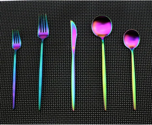 Vista 11 de Juego de cubiertos de acero inoxidable 18/10 pulido a mano para 2, acabado satinado, 10 piezas de acero inoxidable 18/10, para el hogar