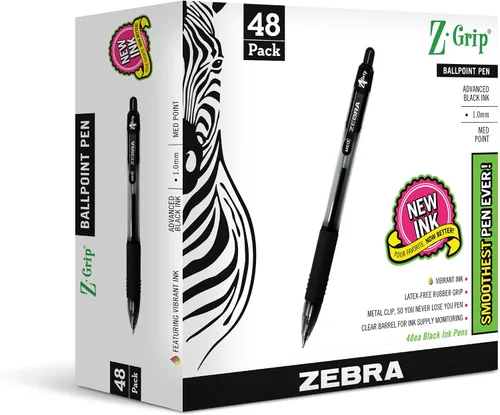Vista 5 de Zebra Pen Z-Grip - Bolígrafos retráctiles, punta media, tinta azul y negra, 96