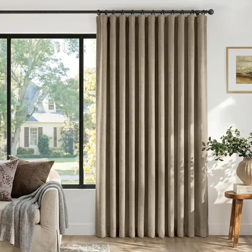Vista 40 de INOVADAY Cortinas térmicas para puerta corredera 100% opacas para dormitorio, cortinas de puerta corrediza de vidrio extra anchas para patio, lino