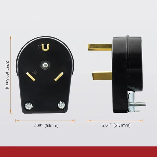 Vista 7 de AIDA Enchufe de repuesto para autocaravana de 30 amperios y 125 V, enchufe de ángulo resistente NEMA TT-30P, grado industrial autoconectado a tierra