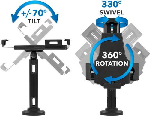 Vista 4 de Mount-It! Soporte universal para quiosco POS para tablet con bloqueo de cable y soporte de montaje en pared, abrazadera ajustable para tabletas