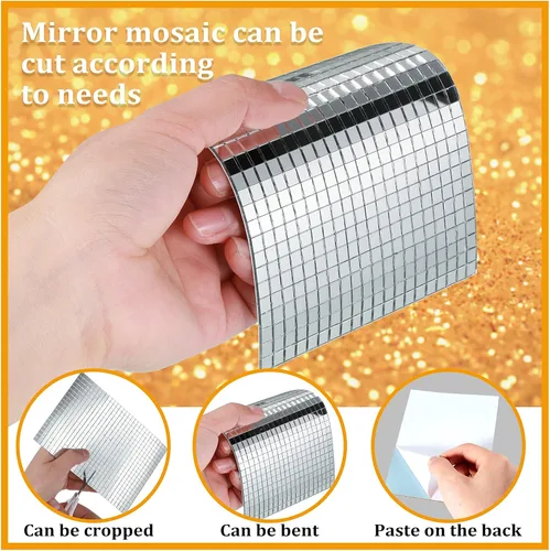 Vista 3 de Geiserailie - 3600 azulejos de discoteca autoadhesivos, 0.197 x 0.197 in Shiny Self-adhesive Mosaic Tiles, Easy to Stick for DIY Disco Balls, Card