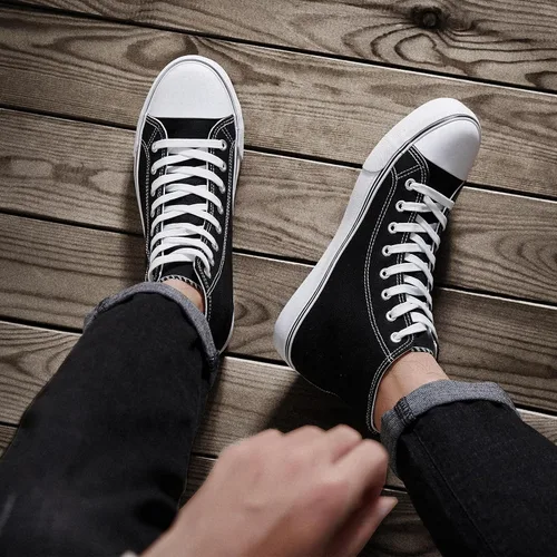 Vista 6 de ZGR Tenis de lona para hombre, con cordones, clásicos, casuales, para caminar