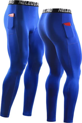 Vista 4 de NELEUS Pantalones de compresión Dry Fit para hombre con bolsillo para teléfono