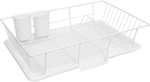Vista 19 de Sweet Home Collection - Juego de escurridor de platos de 3 piezas que ahorra espacio: Organizador de cocina eficiente para secado rápido y Beige