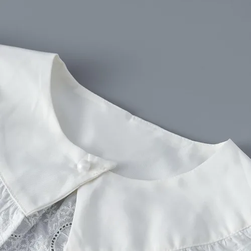 Vista 7 de Gargantilla desmontable plisada blanca vintage con cuello falso de encaje para mujer, vestidos y camisas