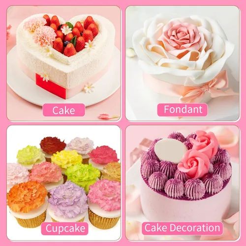 Vista 6 de KALAIEN 3 piezas El clavel más fácil de todos los tiempos cortador de pastel de flores galletas Sugarcraft Fondant decoración émbolo cortador molde