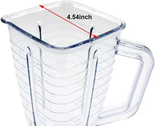 Vista 3 de Anbige Piezas de recambio 5-Cup Square Top Plastic Jar Asamblea con hoja de fusión de 6 puntos, junta, base, tapa. Compatible con licuadoras Oster
