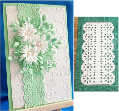 Vista 3 de hinana Marco de tira de flores, troqueles de metal, troqueles de corte de borde de encaje de flores, plantillas cortadas para bricolaje álbumes